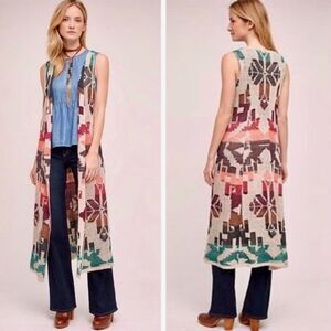 Anthropologie Cecelia Prado Geometric Pattern Long Vest